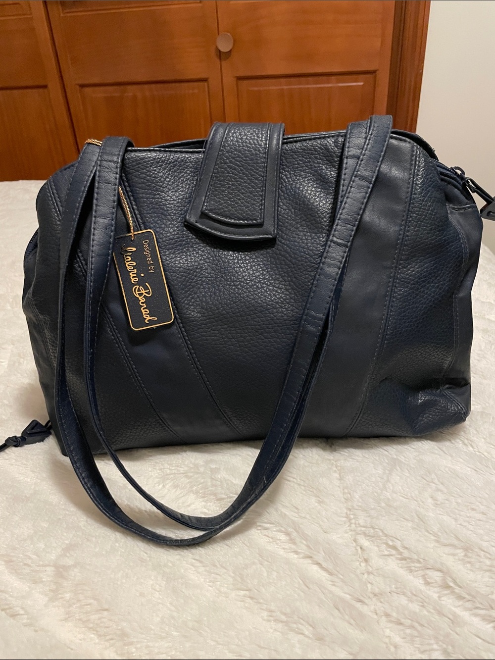 Navy Leather Shoulder Bag-New Old Stock